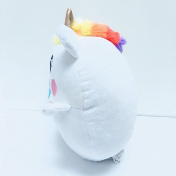 Nanco White 6 Inch Unicorn Squisy Plush With Rainbow Hair - Picture 4 of 10